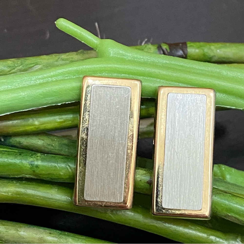 Vintage Unsigned 2-tone Silver/Gold Rectangular Cufflinks
